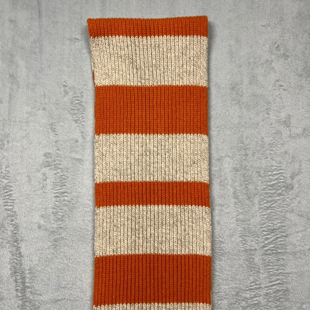 Vintage Y2K Gap Scarf Orange Oatmeal Striped 100% Lambswool Ribbed Knit Winter